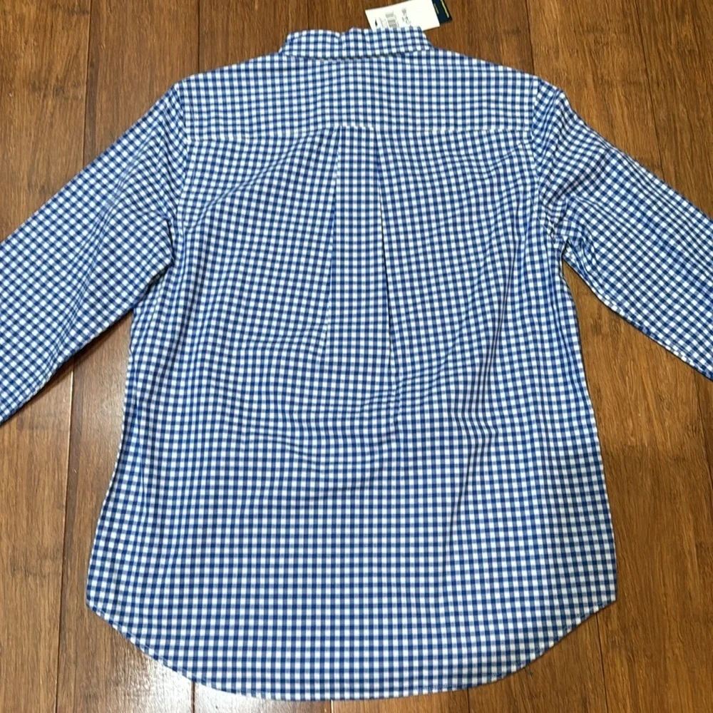 Ralph Lauren boys long sleeved button down shirt blue/white gingham L (14-16)